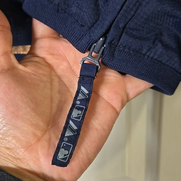 Milwaukee Brewers Majestic Baseball Jacket Embroidered Windbreaker Blue Size XL - Picture 6 of 11